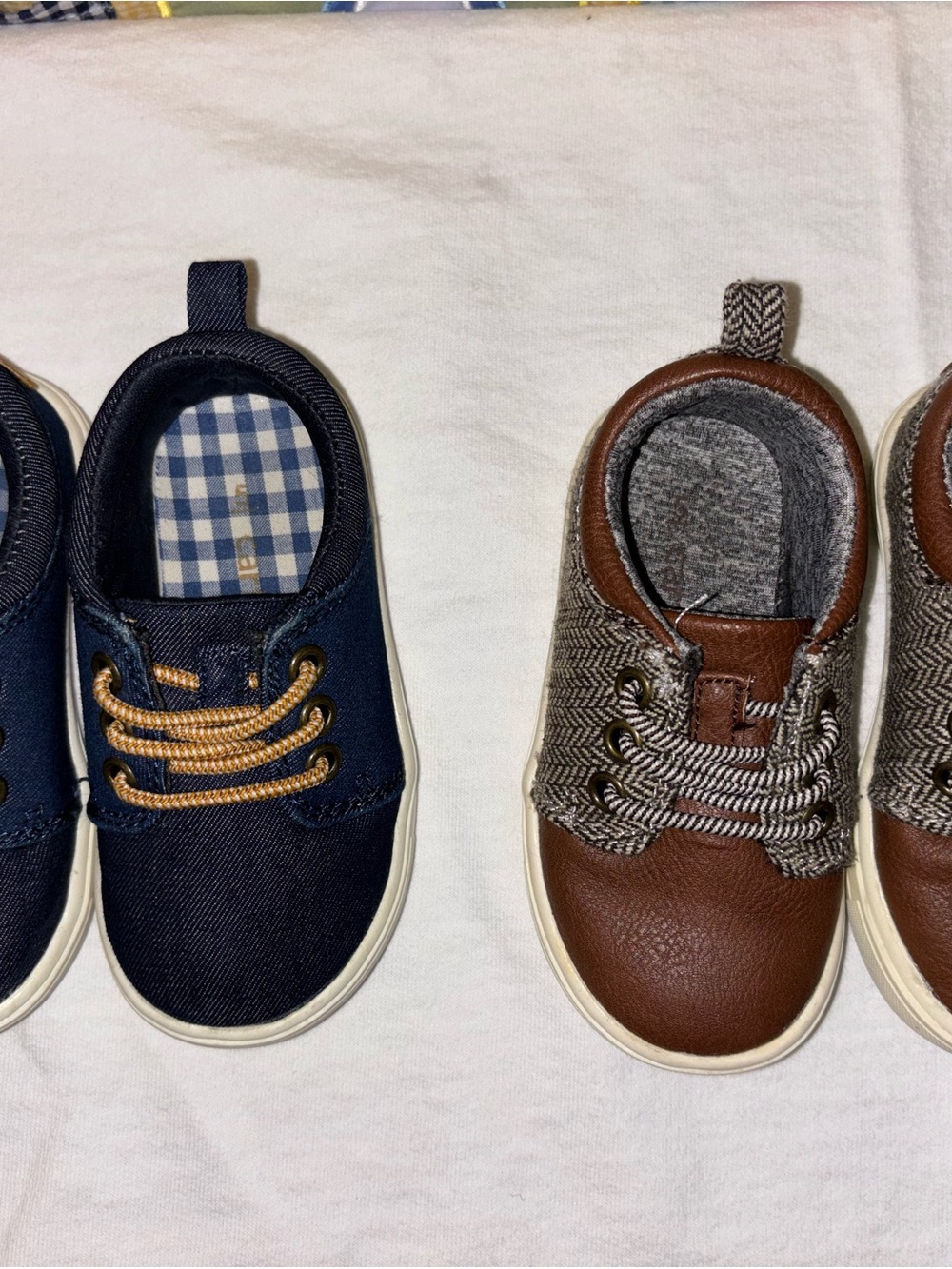 Kids Navy Canvas and Brown Faux-Leather Casual Shoes
